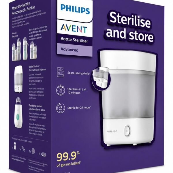 Philips Avent 3-in-1 Baby Bottle Sterilizer | No.1 Brand Recommended by Moms Worldwide | Kills 99.9%* Germs in 10 mins Cycle with Natural Steam Sterilization I Stays Sterile Upto 24hrs* | SCF291/00