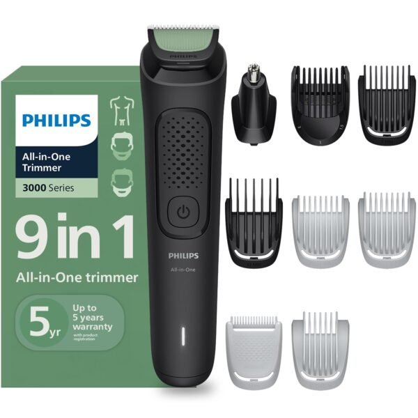 Philips India's No.1 Men's Trimmer | Single stroke beard trimming | 9-in-1 All in One Grooming Kit- Face, Hair & Body| Ear/Nose Trimmer attachment | Intimate Comb | 5yrs* warranty | MG3927
