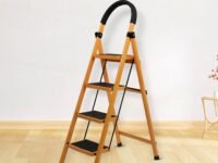 Plantex Premium GI 4-Step Steel Ladder for Home - Wide Anti Skid Step Ladder - 150 kg Capacity (Yellow)