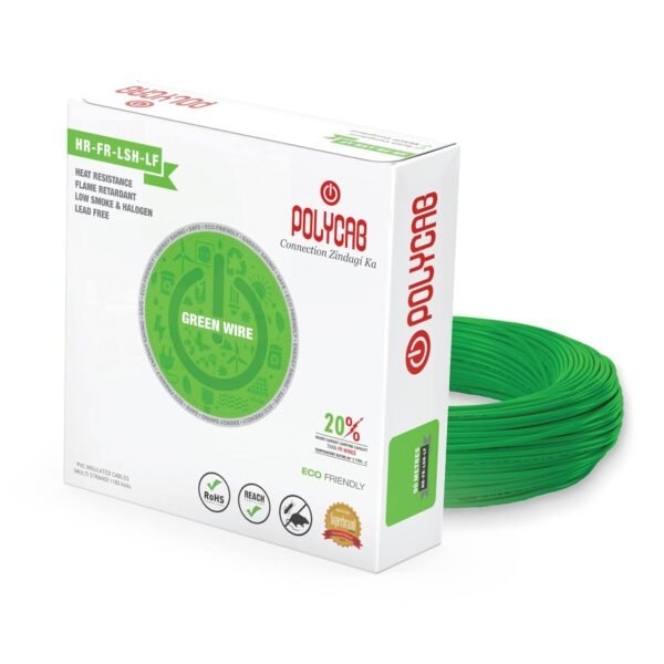 Polycab Eco-Friendly Greenwire PVC Insulated Copper Cable for Domestic & Industrial Connections Electric Wire (GREEN, 90m, 6sqmm)