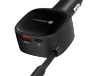 Portronics Car Power Retracto 84W 3 in 1 Car Charger, 80 cm Retractable Cable (33W Type-C PD), Dual Port (18W USB Type-A & 33W Type-C) for Laptop, Android, iPhone, Earbuds and More (Black)