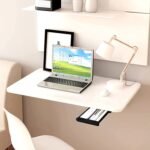 QARA Folding Wall Mounted Engineered Wood Study Table/Office Table Stand/Laptop Table Foldable/Work Table for Home Office (60 cm x 40cm) - 100% Made in India (Medium, Ivory), Engineered Wood