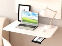 QARA Folding Wall Mounted Engineered Wood Study Table/Office Table Stand/Laptop Table Foldable/Work Table for Home Office (60 cm x 40cm) - 100% Made in India (Medium, Ivory), Engineered Wood