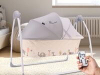 R for Rabbit Lullabies Baby Cradle Automatic Swing with 5 Point Safety Harness, Remote Control, Mosquito Net, Smart Timer, Soothing Music for New Born Kids Age 0-2 Years Weight Up to 12 Kg (Cream)