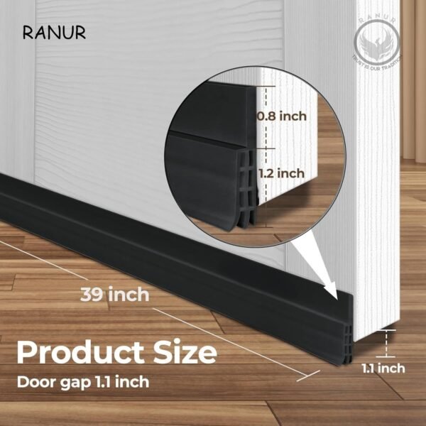RANUR Self Adhesive Silicone Door Bottom Sealing Strip Guard for Home Door Protector for Home from Dust,Waterproof, Soundproof Door Seal, Door Air Blocker 1 Meter (1 Meter, Black)