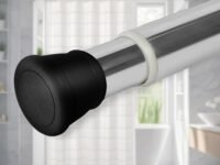 SITTELLA® (105Cm To 170Cm) Extendable Shower Curtain Tension Rod Non-Drilling Anti-Skid Spring Pull Rod -Stainless Steel, Silver-Black