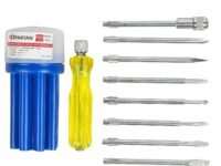 SPARTAN BS-02 8-in-1 Pc Screw Driver Kit With 3 Flat Blades, 3 Phillips Head, 1 Round Poker Bar, Extension Rod| Multi-purpose Tool Set Screwdriver Set (Multicolor)