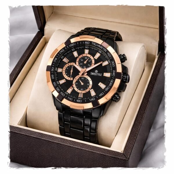 SWISSTYLE Black Chain Chrono Look Analog Watch for Men
