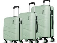 Safari Cabin Persia 8 Wheels Trolley Bags, Hard Case Polycarbonate, 360 Degree Wheeling Luggage, Travel Bags, Suitcase for Travel, Jade Green, Medium + Large, Set of 3