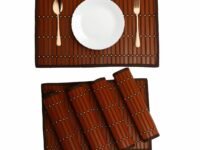 Saffron Decors Ultra Premium Handmade PVC Dining Table Place Mat/Heat Resistant/Waterproof| Multipurpose Eco-Friendly Table Mat 12x18 Inch | Colour: Brown |Set of 6 1 Box