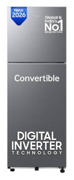 Samsung 236 L, 3 Star, Convertible, Digital Inverter Frost Free Double Door Refrigerator (RT40H28U3THL, Silver, Refined Inox, 2026 Model)