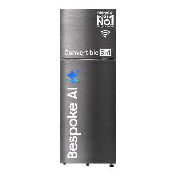 Samsung 350 L, 3 Star, Convertible 5-in-1, Digital Inverter, Frost Free Double Door, WiFi Enabled Bespoke AI Refrigerator (RT38DG5A4DBXHL, Luxe Black)