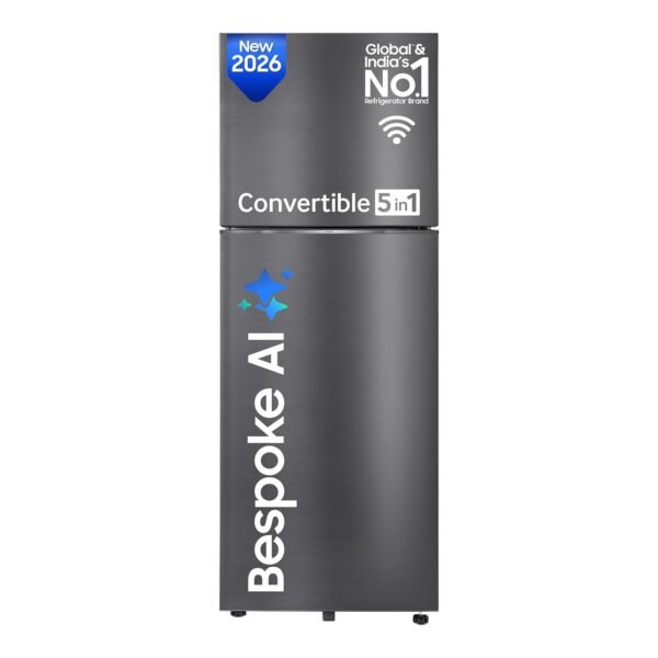 Samsung 419 L, 3 Star, Convertible 5-in-1, Digital Inverter, Frost Free Double Door, Bespoke AI WiFi Refrigerator (RT45HG6A43B1HL, Black DOI, 2026 Model)