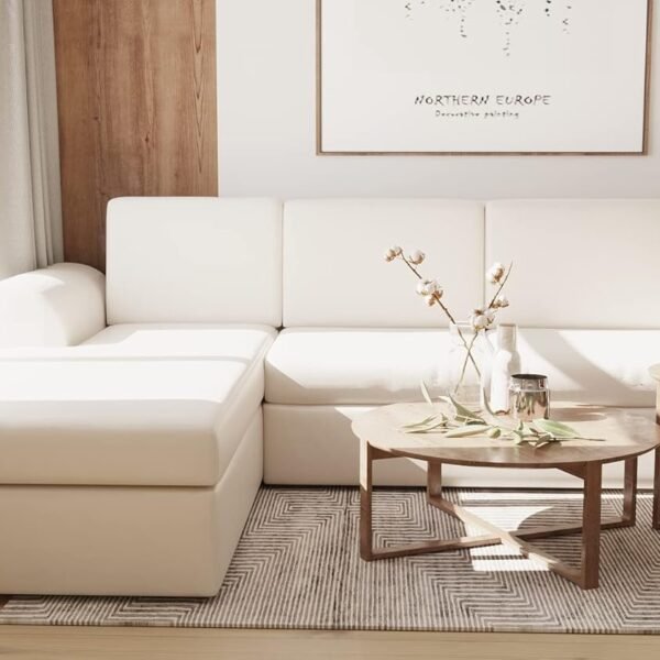 Sekar Lifestyle Lounge Series RHS Leatherette Sofa Set for Living Room (Beige, 4 Seater) 4-Person Sofa