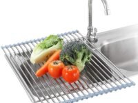 Seropy Roll Up Dish Drying Rack Over The Sink for RV Sink 17.5x15.7 in Kitchen Drying Rack Folding Dish Drainer Mat Rolling Dish Rack Foldable Rack Stainless Steel Wide Kitchen Dry Rack