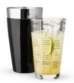 Set of 1 PC Boston Shaker Cocktail, Martini Shaker with Measurements + 1 SS Vinyl Coated Tumbler for Ideal Heavy Duty Use in Bars, Hotels,Contains 2 Pcs(Colour: Black)