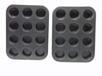Shunda® Muffin Tin Tray 12 Slot Mini Midi Shape, Cupcake Mould for Microwave Oven, Tin Baking Tray, (2PCS)