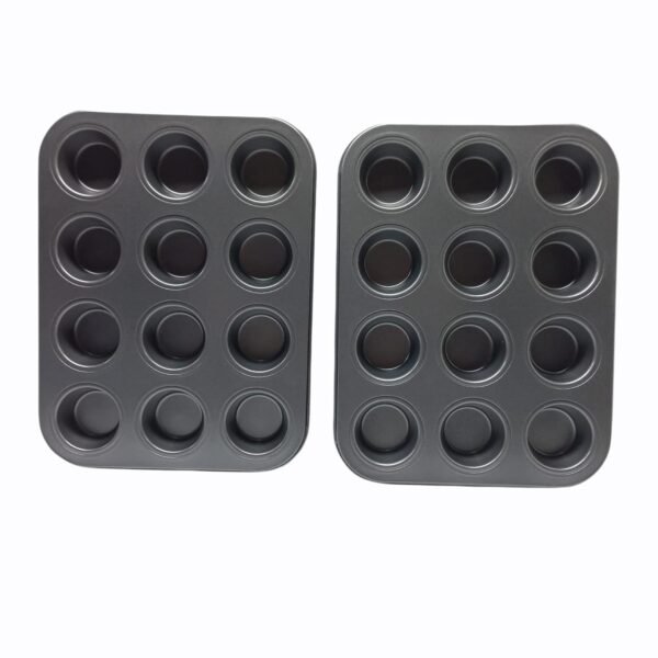 Shunda® Muffin Tin Tray 12 Slot Mini Midi Shape, Cupcake Mould for Microwave Oven, Tin Baking Tray, (2PCS)
