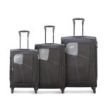 Skybags Rubik SM+MD+LR Polyester Softsided Checkin Spinner Luggage/Trolley Bag 4Wheel Black Strolly, 79 Cm