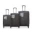 Skybags Rubik SM+MD+LR Polyester Softsided Checkin Spinner Luggage/Trolley Bag 4Wheel Black Strolly, 79 Cm