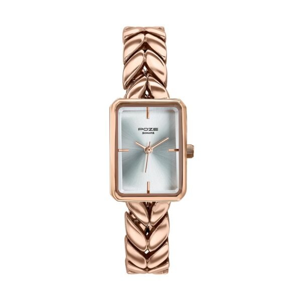 Sonata Poze 7 Analog Silver Dial Rose GoldAlloy Strap-Solid Link Strap Watch for Women - SP80142WM01W