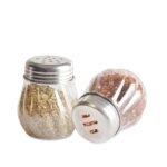 Spice Shaker Jar Plastic with Stainless Steel caps for Salt & Pepper, Oregano, Chilli Flakes Sprinkler Air Tight Kitchen Container Dining Table (2), Multicolor, Standard (DE-069)