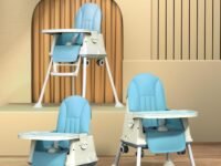 StarAndDaisy High Chair for Baby/Baby Feeding Chair for 0 to 5 Years with 4 in-1 Multifunctions/High Chair with Height Adjustable, Detachable Tray & One-Hand Adjustable -Blue