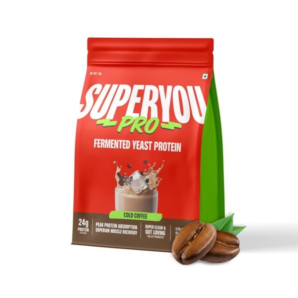 Superyou Pro Fermented Yeast Protein Isolate 1kg | 24g Protein| Cold Coffee | Higher Absorption than Plant Protein | Superior Muscle Recovery | Gut Friendly | Vegan Protein | PDCAAS of 1