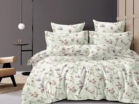THE HOME STYLE Cotton Feel Glace Cotton Elastic Fitted Printed King Size Double Bed Bedsheet with 2 Pillow Cover Fits Upto 8 Inches Mattress, 300TC (72"x78", Petal Dreamscape)