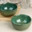 The Earth Store Glam Green Ceramic Bowl Set of 2, 500ML Each | Ceramic Mixing Bowls for Snacks, More | Rice, Dal, Fruits, Salad | Microwave Safe Bowl Set | Perfect for Gifting & Daily Use