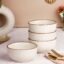 The Earth Store White Marble 500ML Ceramic Bowl Dishwasher & Microwave Safe Bowl Mixing Bowl for Snacks, Pasta, Rice, Dal, Fruits, Salad, Noodles, Maggi and More Serving Bowl- Set of 4