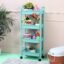 The Tickle Toe 4 Tier Small Kitchen Movable Trolley Storage Organizer with Wheels | Space Saving Rolling Onion Potato Rack & Fruit Basket | Used in Office & Kids Room Also | Green 42Lx27.5Wx103H Cm