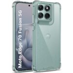 TheGiftKart Crystal Clear Back Cover Case for Motorola Moto Edge 70 Fusion 5G | 360 Degree Protection | Shock Proof Design | Transparent Back Case Cover (PC & TPU, Transparent Bumper)