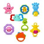 Toyshine Pack of 8 Rattle Set for New Born Babies, Toy for Infant, Non-Toxic, Multicolor