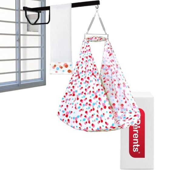 VParents Sleeping Essentials Set with Mosquito Net, Spring & Window Stand (Pink) | Polka Dots
