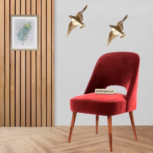 WOODEN SPACE Soft Serenity Velvet Dining Chairs | Rosewood Legs | Comfortable & Stylish for Dining Room, Living Room, Bedroom, Cafe, or Restaurant | 1-Year Warranty (Maroon)