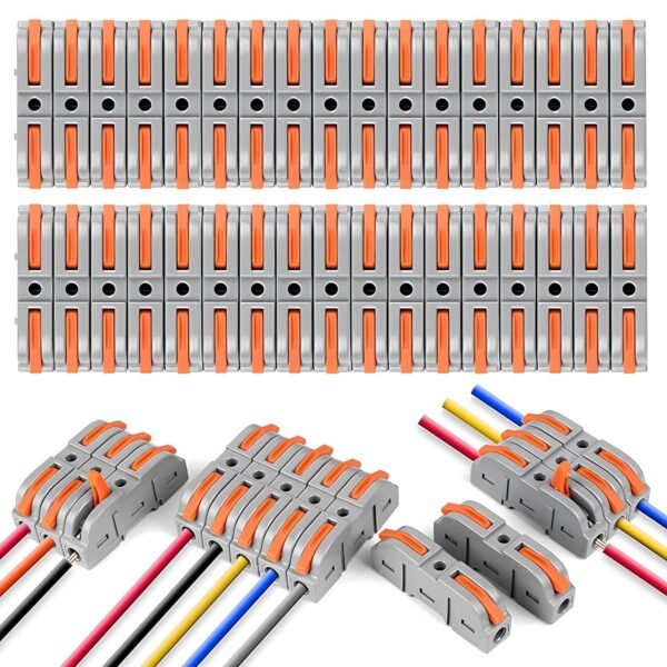 Wire Connector, 34Pcs Universal Connection Terminals, Circuit Inline Splices Electric Connectors, SPL-1 Clamp with Actuation Lever, 4 mm² Conductor Clamp, Quick & Freely Assemble