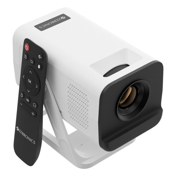 Zebronics Android Smart LED Projector, 4K UHD Support, 4000 Lumens, 100" Screen Size, 240° Tiltable, Auto Keystone, OTT Apps (Netflix, Prime), Miracast, WiFi, BT v5.4, HDMI, USB (Pixaplay 35)