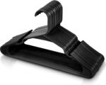 Zollyss Plastic Cloth Hangers for Clothes Hanging Wardrobe Hangers for Multipurpose Storage Saree Dress Shirt Pant Trouser Kids Clothes Hangers (20 Pcs, Black)