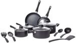 amazon basics Aluminum Non-Stick 15 Piece Cookware Set | 2-Way 3 Layer Non-Stick Coating | PFOA Free | High Temperature Resistant Exterior Coating, Black