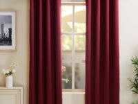 amazon basics - Room Darkening Blackout Window Curtains, 100% Room Darkening | 5 Feet |Set of 2| Plain Design | for Living Room and Bedroom | 115cmx150cm, Color- Maroon
