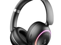boAt Rockerz 480, RGB LEDs,6 Light Modes, 40mm Drivers,Beast Mode, 60H Battery, ENx Tech, Stream Ad Free Music via App Support, Bluetooth Headphones, Wireless Over Ear Headphone with Mic (Black Sabre)