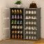 Zemic Multiuse Modular Plastic Shoe Rack for Home with Door | 𝟏𝟐 𝐒𝐡𝐞𝐥𝐟 Stackable Organizer | Waterproof & Dustproof | Space Saving Storage for Home, Bedroom & Entryway【Grey, 6-Door-12-Shelf】