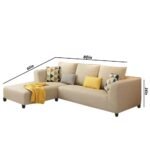 Casaliving Minta Left Hand Side 4 Seater L Shape Sofa Set for Living Room (Cream in Colour Fabric) Premium Fabric Sofa Set for Living Room - Hall
