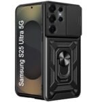 TheGiftKart Tough Armor Bumper Back Cover Case for Samsung Galaxy S25 Ultra 5G | Sliding Camera Cover, Kickstand & Ring Holder | 360 Degree Protection Back Case for Samsung S25 Ultra (PC & TPU, Black)