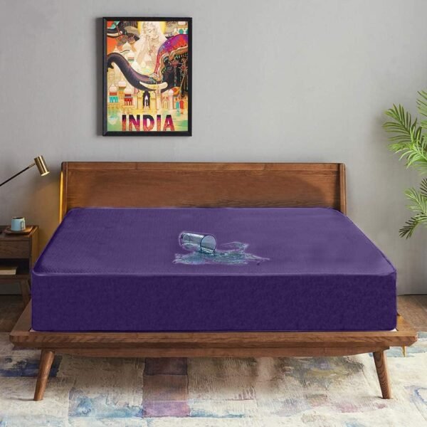 Trance Cotton Feel Terry Ultra Soft Waterproof Mattress Protector | Breathable - Hypoallergenic Mattresses Cover (75x72 inch | 6.25x6 feet,Plum - Pack of 1)