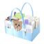MOM CARE Baby Diaper Organizer Caddy | Nursery Storage Basket with Removable Dividers & 11 Pockets | Portable Baby Essentials Organizer for Diapers, Wipes, Bottles | Felt Diaper Storage Bag – BLUE
