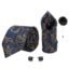 Axlon Tie for Men – Paisley Silk Neck Ties Set with Cufflinks Flower Pin, Pocket Square & Black Gift Box, Combo Necktie Sets for Office Wear, Formal Suits & Weddings (Navy Blue Gold, AX11_10)