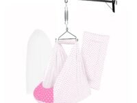 Baby Set | Pure Cotton Cloth, Removal Pad, Mosquito Net, Spring, Triangle and Window Hanger | FS- (Light Pink, Dot Design)