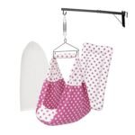 Baby Set | Pure Cotton Cloth, Removal Pad, Mosquito Net, Spring, Triangle and Window Hanger | FS- (Dark Pink, Star Design)